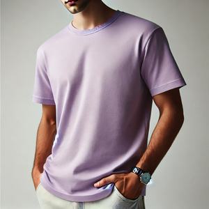 T-shirts pour hommes imprimés sur mesure avec logo sur le devant Col roulé Coupe normale 100% coton Respirant Style décontracté Motif solide - Product Image 2