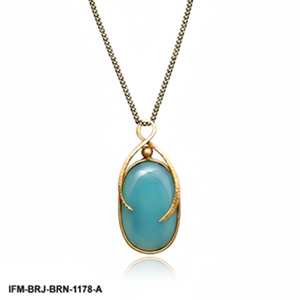 Collar con Colgante de Cuarzo Verde Natural, Joyería Vintage de Latón Oxidado Hecha a Mano para Mujer, Perfecta para Uso Diario - Product Image 2