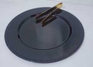 Placa de cargador de acero inoxidable negro para hoteles, restaurantes, vajilla de boda, platos de comida redondeados de estilo americano - Product Image 2