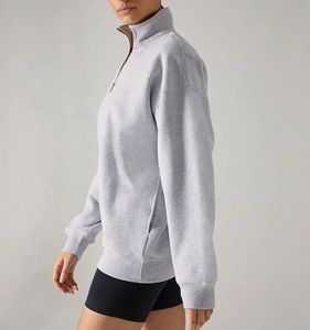Sweat-shirt surdimensionné à col zippé pour femme, manches longues, couleur personnalisée, chaud, épaules tombantes - Product Image 5