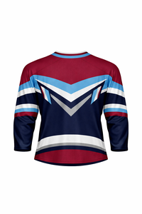 Camiseta de Hockey sobre Hielo para Hombre de los Colorado Avalanche, Manga Tres Cuartos, Cuello en V, Sublimada, Absorbe la Humedad - Product Image 1