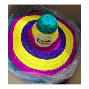 Tendencia caliente-Fábrica de Vietnam Promocional Sombrero de paja hecho a mano Sombreros Carnaval Eventos Suministros para fiestas Sombrero mexicano Borde del arco iris - Product Image 1