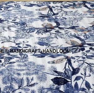 Wholesale <b>Quilt</b> 100% Cotton Kantha Throw Quilted Handmade Blanket Hand Stitching Bedspread Comforter Kantha Throw - Product Image 2