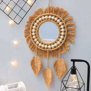 Customize Handmade Macrame <b>Wall</b> <b>Hanging</b> <b>Mirror</b> for Home and Hotel Decor Premium Quality Macrame <b>Wall</b> <b>Mirror</b> Finest Design - Product Image 5