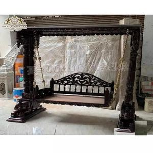 Base d'éléphant en bois sculpté, balançoire indienne d'intérieur avec Base d'éléphant, achetez Maharaja Swing Jhoola pour la maison - Product Image 1