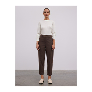 Pantalon coupe carotte anti-boulochage à jambe étroite sans doublure en mélange de viscose, coupe confortable - Product Image 4