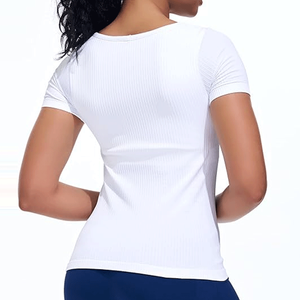 T-shirts de sport formels d'été pour femmes et hommes, col carré, respirants, séchage rapide, design yoga - Product Image 3