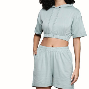 Ensemble short à capuche de haute qualité pour femmes grande taille nouveau style à capuche avec poche OEM prix de gros pas cher prix OEM 2025 - Product Image 1