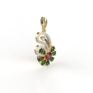 Avarta Jewellery Mystique Flower <b>Pendant</b> With Ruby and <b>Emerald</b> - Product Image 2