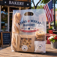 Sacs de boulangerie personnalisés AT PACK, sacs en plastique transparents à emporter avec logo pour le pain, les gâteaux, les pâtisseries, les cafés, l'emballage alimentaire