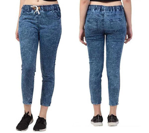 New Design <b>Women's</b> Denim <b>Jeans</b> Pants Custom Made Logo and Design Elastic Waist Closure Mid Rise Denim <b>Jeans</b> Pant <b>for</b> <b>Women</b> - Product Image 1