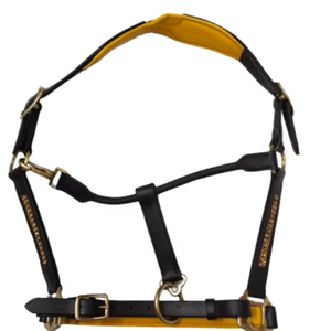 Harnais en cuir Adeefa Enterprise avec cristaux dorés et rembourrage jaune pour chevaux avec embout en laiton pour chevaux. - Product Image 1