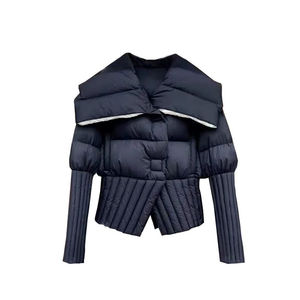 Veste en duvet noire respirante avec logo personnalisé pour femmes, hiver, bouffant à bulles, pour femmes - Product Image 1