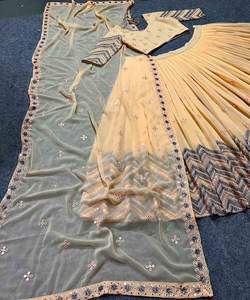 Vêtements de mariée en coton polyester, la plus belle et attrayant, robe de mariée élégante, lehenga chari avec dupatta, travail de broderie lourde pour femmes indiennes - Product Image 4