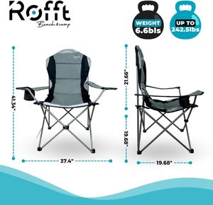 Chaise pliante de camping robuste au design moderne, cadre en acier de 250 LBS avec porte-gobelet pliable pour le salon - Product Image 4