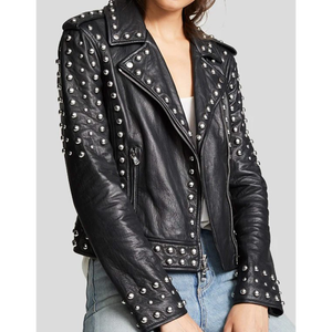 Veste en cuir de vachette véritable de qualité supérieure pour femmes, style rockstar rose, fermeture éclair, tissu en laine, printemps - Product Image 4