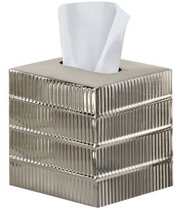 Everly Quinn Monarch Abode caja de pañuelos hecha a mano cubierta de borde cuadrado en relieve soporte de pañuelos cepillados para Baño - Product Image 3