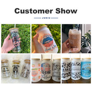 USA kho 16oz mix 8 màu rõ ràng bia ly thủy tinh thăng hoa khoảng trống Glass soda có thể với đầy màu sắc nắp và nhựa rơm - Product Image 4