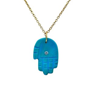 Hermoso Collar Hamsa Turquesa, Collar de Protección y Sanación Reiki con Piedra Preciosa Única de 25 mm, Regalo - Product Image 6