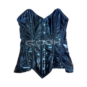 Shiny Vinyl Black PVC High Compression Firm Control Plus Size Waist Slimming Club Wear <b>Corsets</b> - Product Image 1