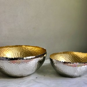 Metal <b>Hammered</b> Set of 2 Nickel PLated and Golden High Quality Candle Bowl for Home and Party Decoration Candle Jar Bowl - Product Image 3