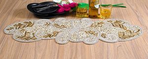 Christmas Decorative and Leaves Design Beaded <b>Runner</b> Placemat <b>Dining</b> <b>Table</b> Fancy Mat Handmade Decorative <b>Runners</b> for Wedding - Product Image 5