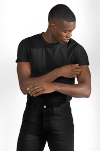 T-shirt coupe ajustée pour homme 100% coton 180 GSM Couture discrète Manches retroussées Design personnalisé de couleur multi-solide Taille quantité minimale de commande bas-Prix - Product Image 4