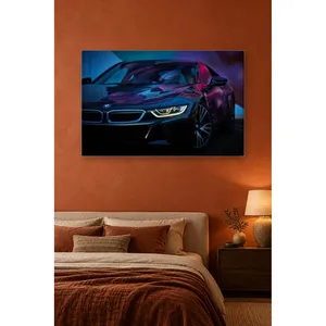ภาพพิมพ์บนผืนผ้าใบ BMW i8 สีดำของฟิดา พร้อมภาพสะท้อนสีม่วง - Product Image 5