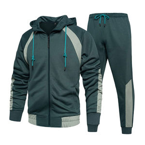 Conjunto Deportivo de Otoño Invierno para Hombre, Estilo Europeo Americano, Color Sólido, Forrado de Felpa, Chándal Informal, Transfronterizo - Product Image 6