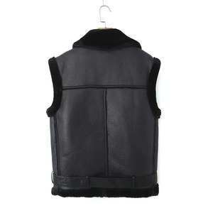 Autumn Winter New Women's <b>Sheepskin</b> Vest Faux Suede Sleeveless Vest Coat Cotton Bomber Coat Female Fur Leather <b>Jacket</b> - Product Image 3