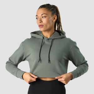 Sudadera con capucha recortada con cremallera para mujer con estilo, cómoda y de moda para salidas informales de invierno y estilo de Jersey de capas - Product Image 2