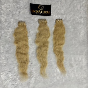 613 cheveux blonds non transformés crépus ondulés cheveux indiens aucune perte Remy indien un Doner vierge Machine Double trame cheveux humains - Product Image 1