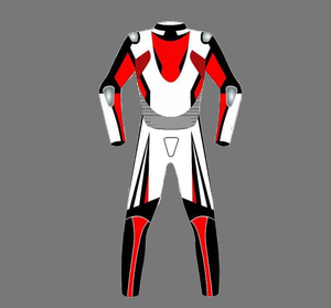 Combinaison de moto en cuir de vachette noir et rouge Vêtements de sport grande taille avec caractéristique - Product Image 2