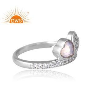 แหวนพลอยโอปอลจากเอธิโอเปียและพลอยบุษราคัมสีขาวจากเงินแท้ออกแบบได้ตามต้องการ - Product Image 4