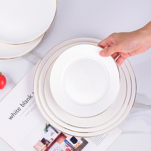 Assiettes à dîner en céramique blanche abordable avec accent doré pour la maison et le restaurant - Product Image 6