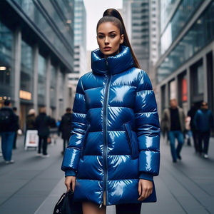 Manteau long à bulles pour femmes Manteau long coupe-vent Streetwear décontracté Vêtements d'extérieur d'hiver Veste long à bulles Manteau long pour femmes - Product Image 4