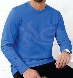 T-shirt en coton épais coupe ajustée pour hommes 100%, respirant, anti-rides, col rond, manches longues, logo personnalisé, streetwear - Product Image 4