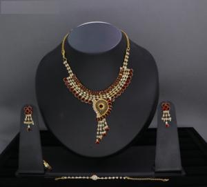 Ensemble ras du cou collier traditionnel plaqué or de qualité supérieure nouvelle tendance Chic bijoux de mariage Combo pour femmes et filles - Product Image 1