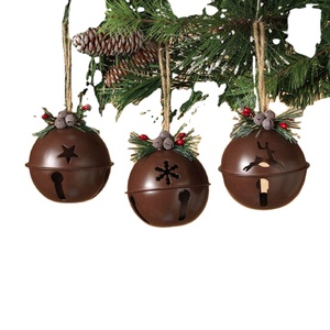 Indoor Handmade Christmas Decoration Craft Jingle Bell Brown S/3 Jingle Bells High Quality - Product Image 1