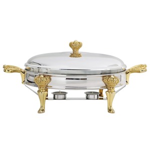 Plat à chafing décoratif plaqué or avec couvercle en acier inoxydable, serveur de buffet haut de gamme pour les célébrations, les fonctions et les rassemblements - Product Image 4