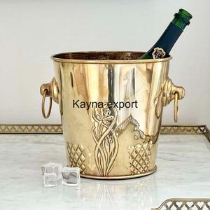 Fancy Classic Decorative Embossed Style Gold Eco-Friendly for Bucket Handicraft Aluminum Metal <b>Wine</b> Chiller - Product Image 1
