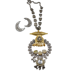 Collier de bijoux à la mode de meilleure qualité avec boucles d'oreilles en laiton collier traditionnel bicolore pour femmes et filles - Product Image 2