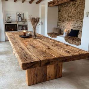 Mesa de Comedor Moderna Cuadrada Hecha a Mano de Madera Maciza Ecológica para Cocina Grande, Casa de Campo, Villa, Muebles de Comedor - Product Image 5