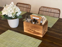Handgemaakte Houten Caddyrustic Hout Eetgerei En Servet Houder Serveren Caddy Voor Restaurant Keuken Picknick Caddy Opslag