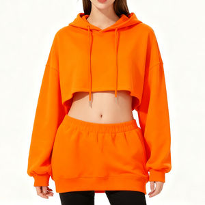 PRO ENTERPRISES Sweat à capuche surdimensionné décontracté pour femme Épaule tombante Manches longues Poids lourd 220g Polyester/Coton Anti-boulochage Doublé - Product Image 3
