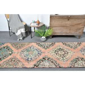 พรมตุรกีโบราณลายหญ้าทะเลขน3x12ft สีเขียวสีเบจสำหรับวัยรุ่นในบ้านห้องนั่งเล่นทรงสี่เหลี่ยมผืนผ้าดีไซน์โถงทางเดิน - Product Image 3