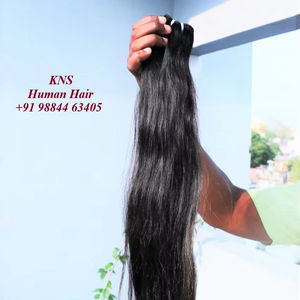 Cabello ondulado recto sedoso de trama única Remy virgen indio crudo - Product Image 1