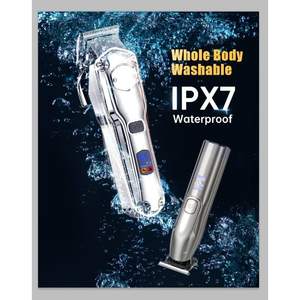 Ensemble de tondeuses à cheveux sans fil professionnelles pour hommes, kit de barbier, lames en acier inoxydable, étanche IPX7, rechargeable via USB - Product Image 1