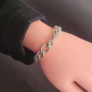 Bracelet chaîne Figaro creuse en argent sterling 925 plaqué or 14K et 18K, avec perle et breloque style religieux vintage plaqué rhodium - Product Image 2