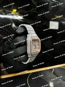 นาฬิกา Iced Out สแตนเลสสตีล ระบบออโตเมติก หน้าปัดทรงเหลี่ยม ประดับเพชรโมอิสซาไนต์ หรูหรา สำหรับทุกเพศ - Product Image 4